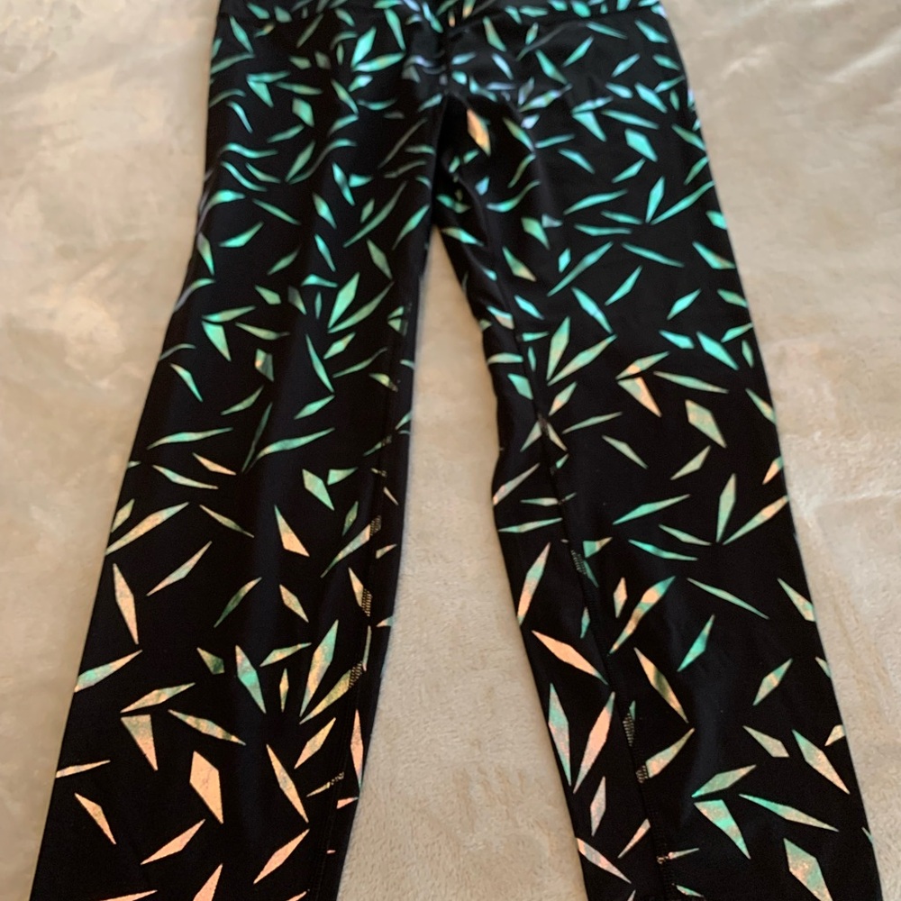 Black Patterned Bottoms leggings metallic Zyia NWOT